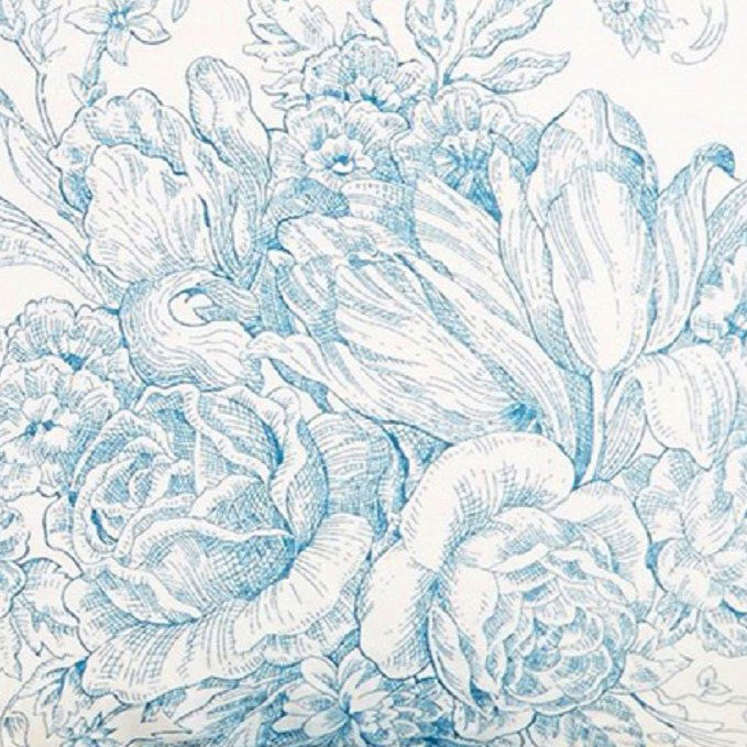 Benedictine 100% Cotton Toile Sheet Set, Twin, Light Blue