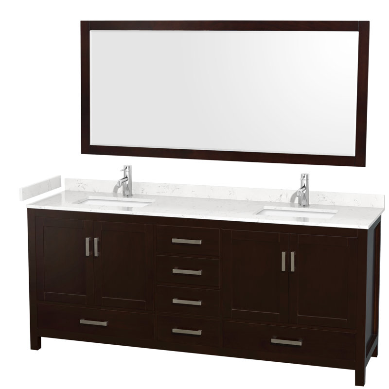 Sheffield 79" Double Bathroom Vanity Base Only, Espresso