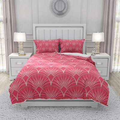 Ensemble de housse de couette en microfibre rose et blanc 3 pièces