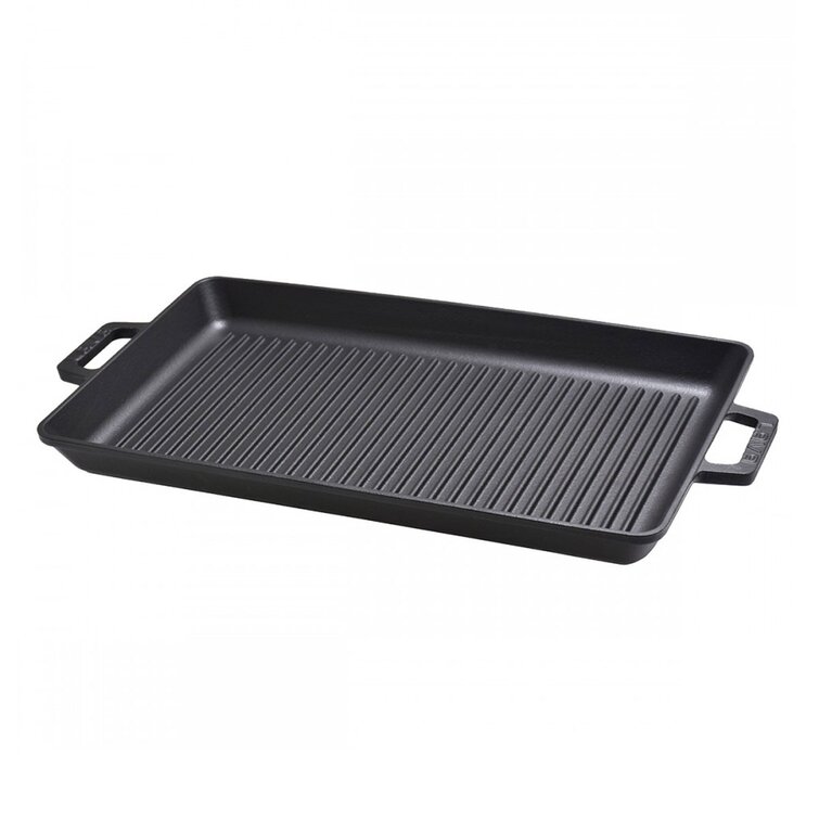 LAVA CAST IRON Lava Enameled Cast Iron Grill Pan 12.5 inch-Rectangle Pan  with Self-Handled