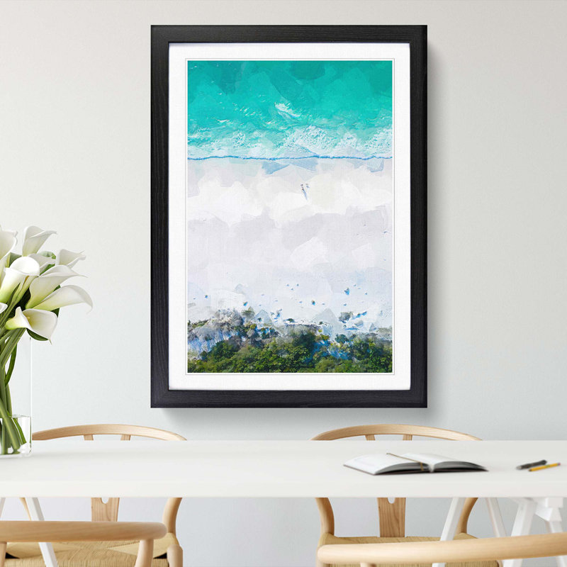 Walking on the Beach in Abstract - Picture Frame Graphic Art Print, 91cm H x 60cm W x 2cm D, Black