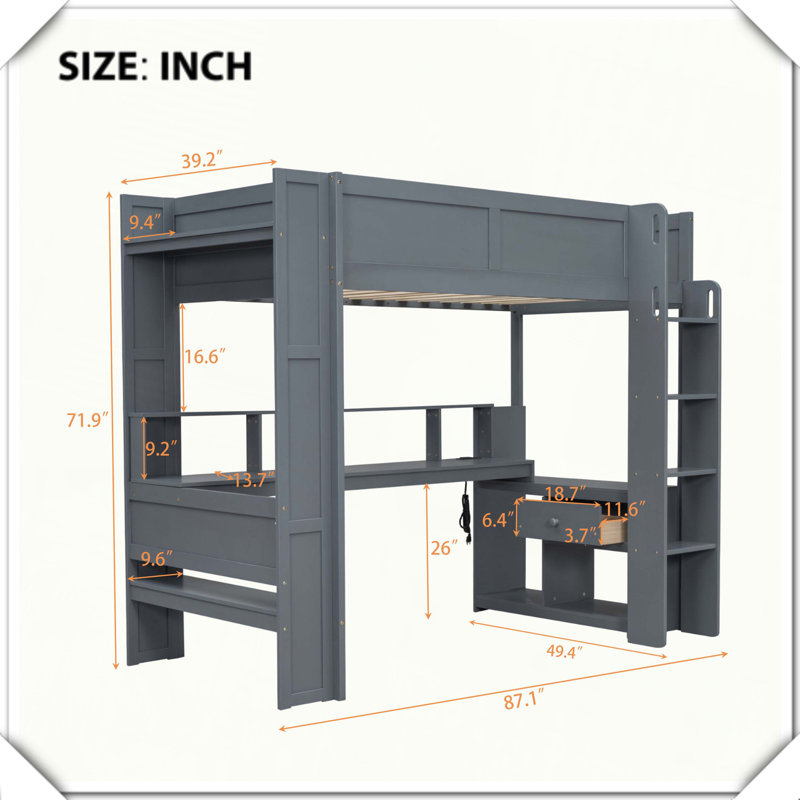 Lit de mezzanine en bois, Lit simple
