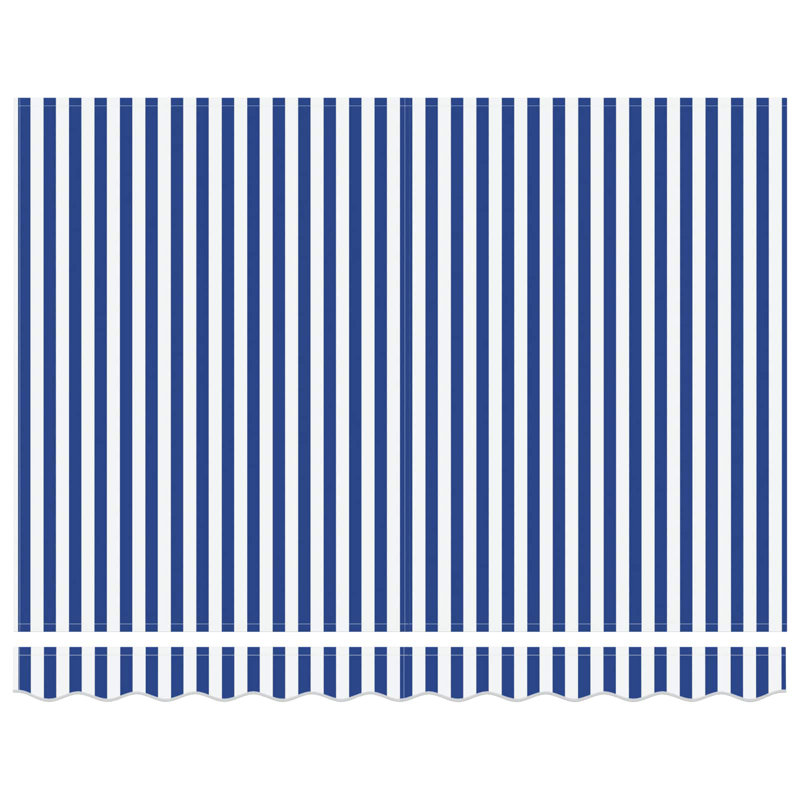 VidaXL Polyester Cover Retractable Patio Awning, 300cm W x 250cm D, Striped, Blue/White/White