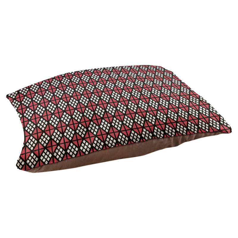 Coussin diamants Byrge, Moyen (L 29,5 po x P19,5 po x H 9,5 po), Noir / rouge / blanc cassé