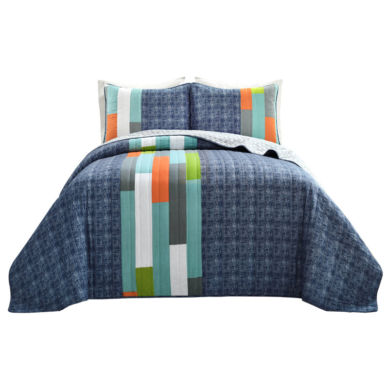  Reversible Quilt Set, Twin + 1 King Shams