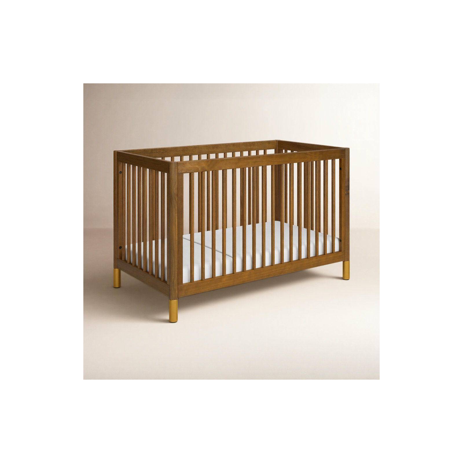 Gelato 4-in-1 Convertible Crib, Natural Walnut/Gold
