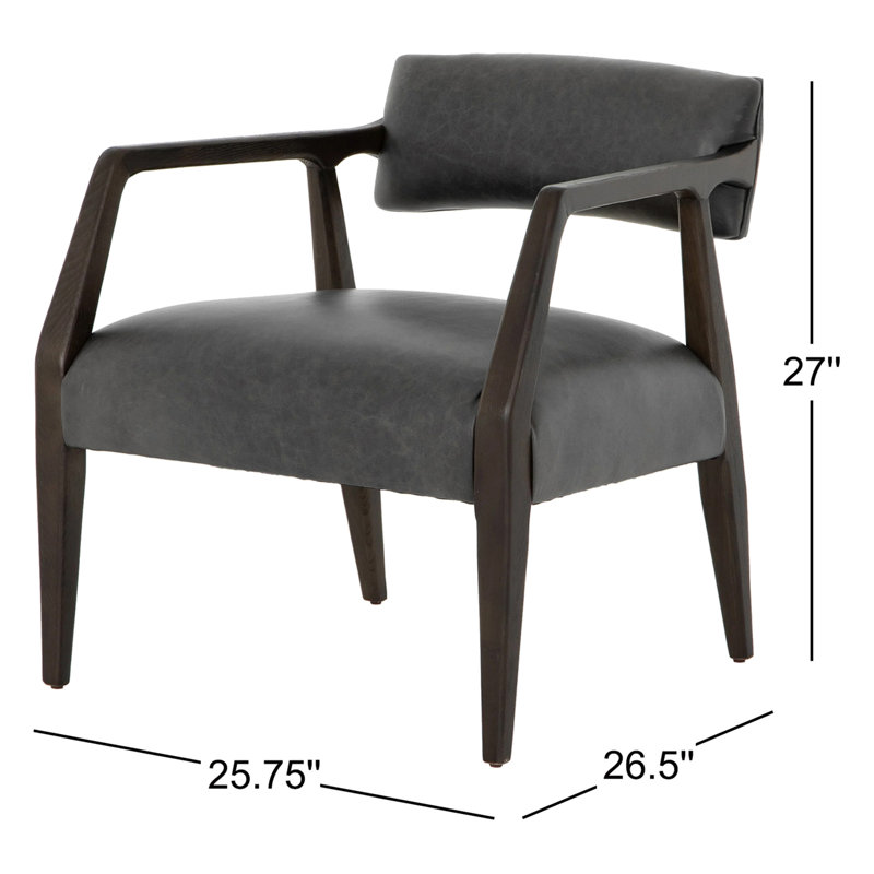 Tyler 22" Armchair, Chaps Ebony Top Grain Leather