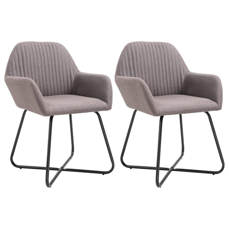 Dining Chairs Upholstered Chair with Metal Legs for Living Room, Taupe, 2
