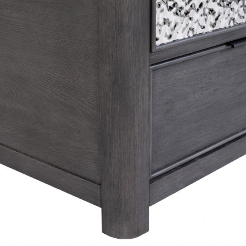 Zoko Chairside End Table, Drawer And USB Ports, Ash Grey Wood, 26 Inch