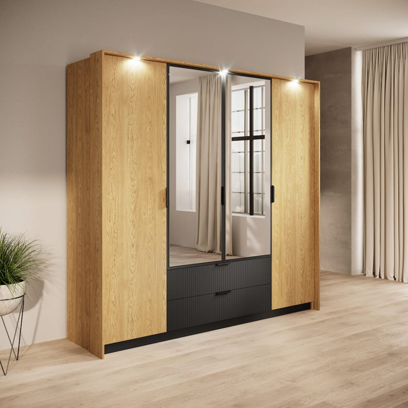 Botond 4 Door Manufactured Wood Wardrobe