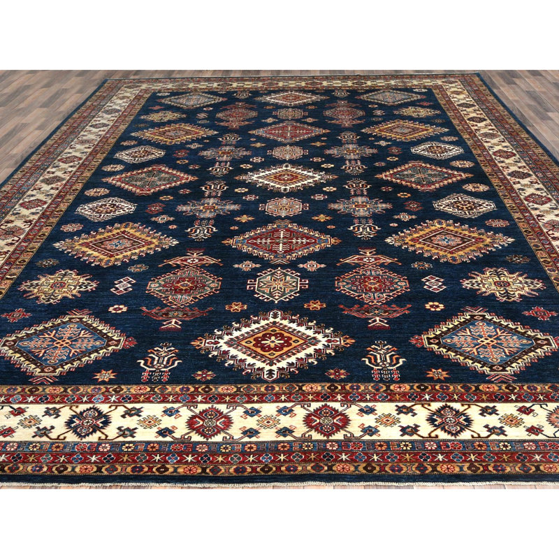 Tapis rectangulaire super en laine noué à la main 12 pi x 15 pi 9 po bleu C864FF6891D04A3E957A6B6C9862FDA8