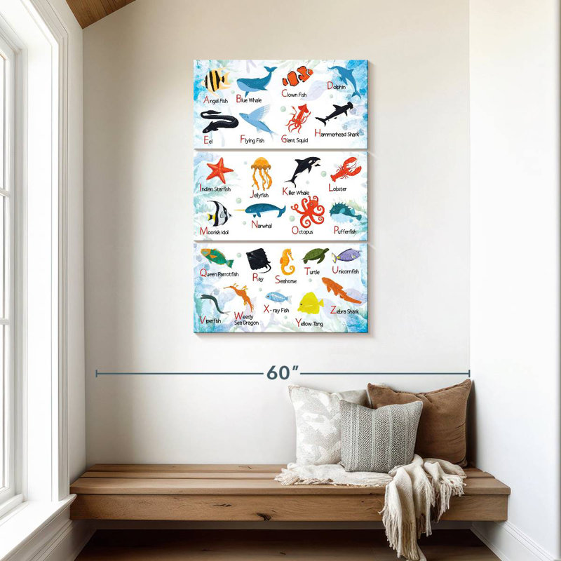 Carte de l'alphabet Ashelle Sea Life, H 45 po x l 28 po