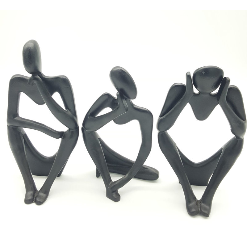 Avruch Decor Metal Set Of 3 Men With Different Sentiments Object, Black, 28.5cm H x 16.5cm W x 10.1cm D
