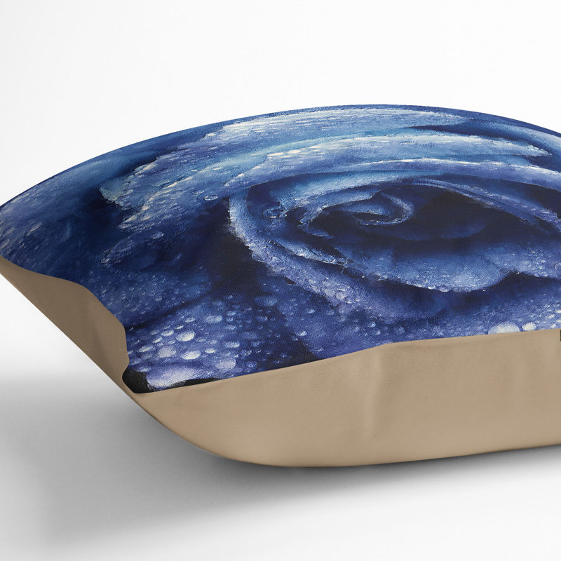 Floral Square Cushion, 40cm H x 40cm W x 15cm D,  Dark Blue/Stone