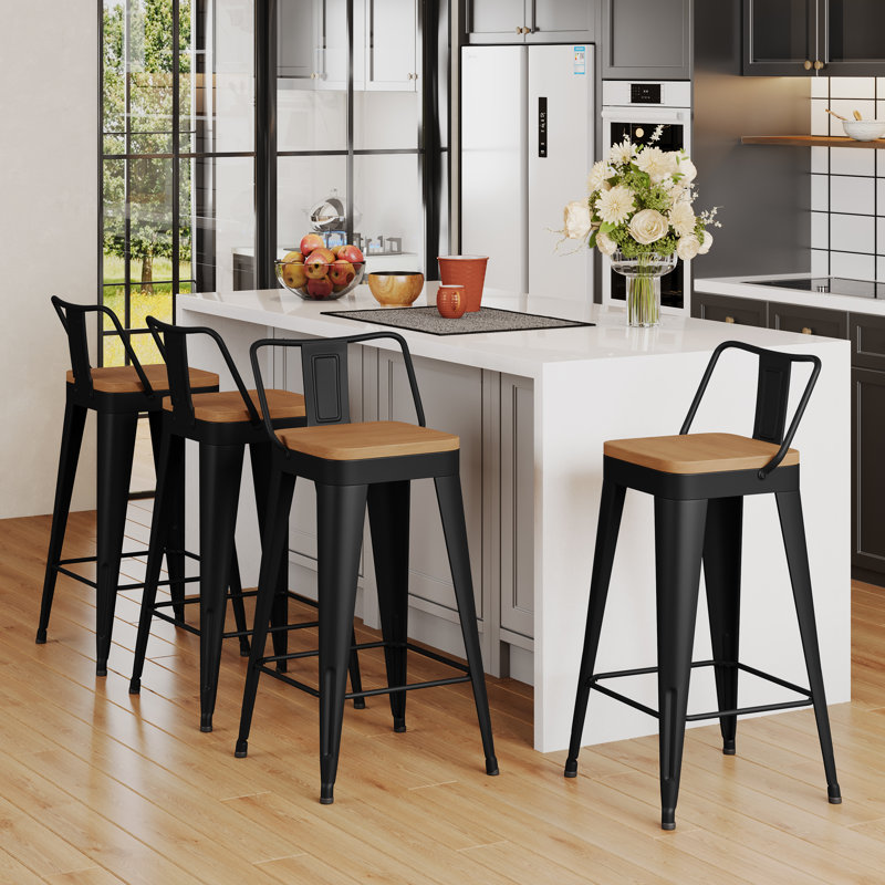 Metal Counter And Bar Stools, Counter Stool (24" Seat Height), Black