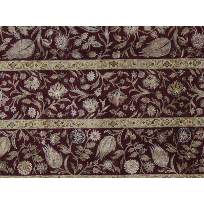 Tapis brun et rouge de haute qualité noué à la main