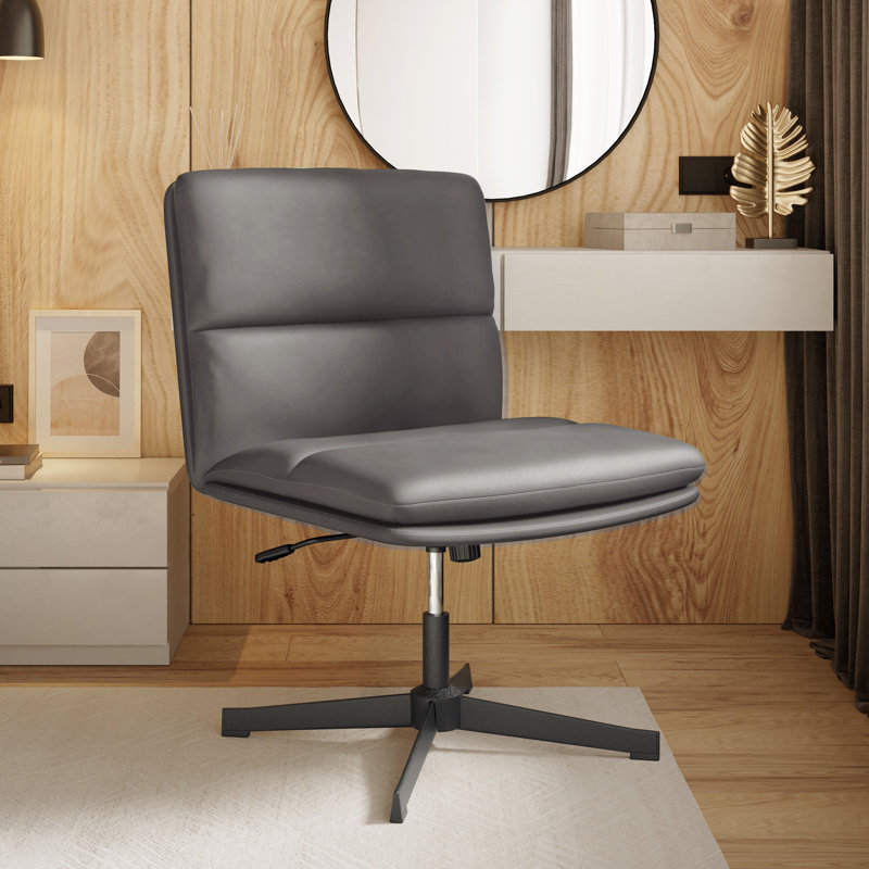 Chaise de travail en simili cuir Khadiza l 25,2 po, gris