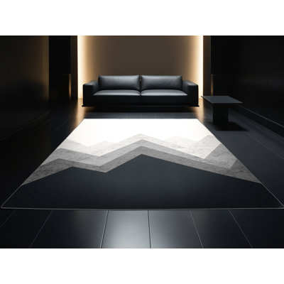 Machine Washable Paxon Minimalist Ombre Rug in Gray – Gray Binding
