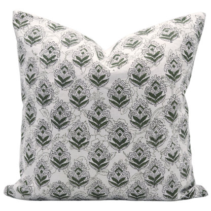 Block Print Throw Pillow Cover MNHGRTLSquare