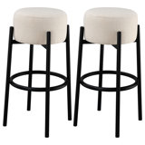  Leonard Upholstered Backless Bar Stool White (Set of 2)