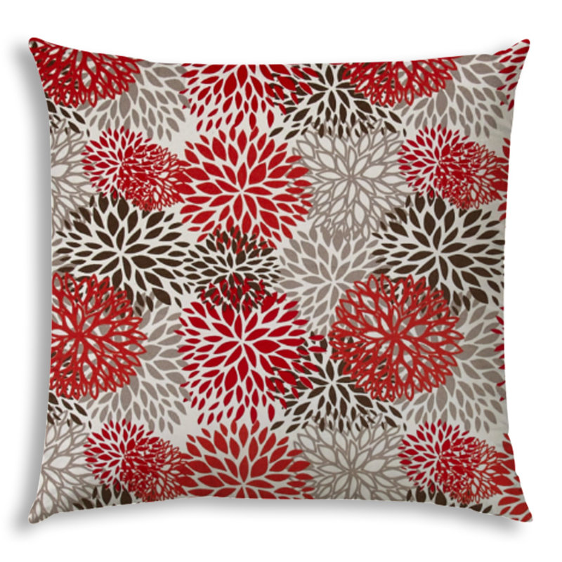Bursting Blooms Outdoor Rectangular Pillow Cover & Insert, Polyeste/Polyfill, 12" H x 20" W, Orange/Red/Yellow