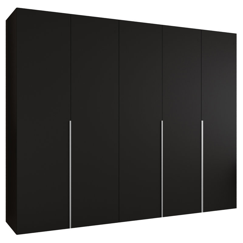 Manufactured Wood Wardrobe, black matt + handles: cashmere