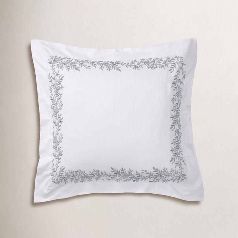Avie Cotton No Floral Sham Set, Gray