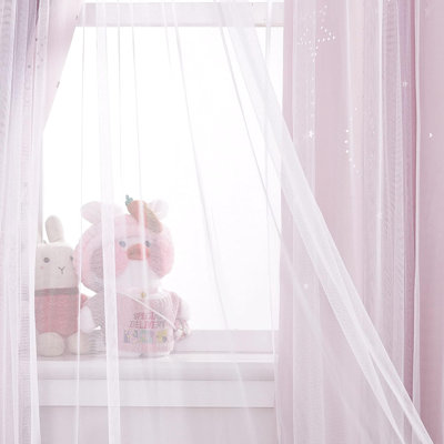 NICETOWN Stars and Moon Hollow-Out Blackout Curtains for Kids Room/Nursery, Grommet Top 2 Layer Window Treatment Curtain Panels for Living Room/Thanksgiving, 2-Pack