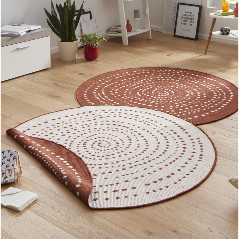 Bali Flatweave Brown Rug, Round 200cm