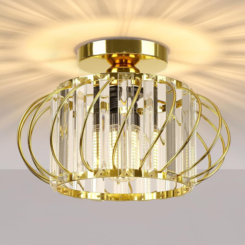 Semi Embedded Pendant Light, Gold, 7.28" H x 9.05" W x 7.28" D