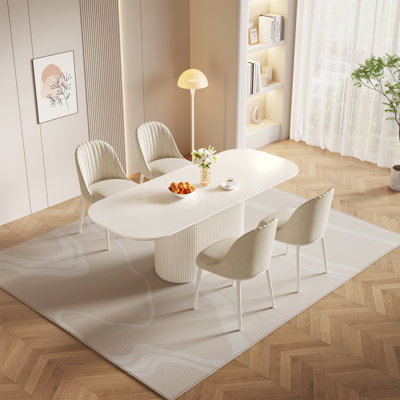 220cm Cream White Oval Dining Table