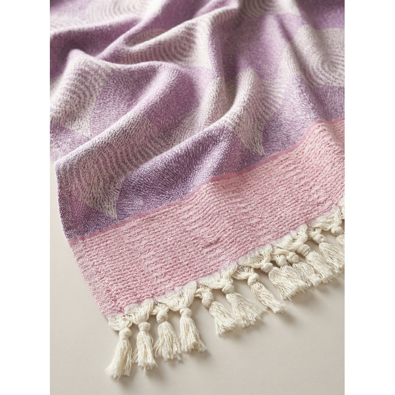 Serviette de coton turque mauve à rayures, Mauve