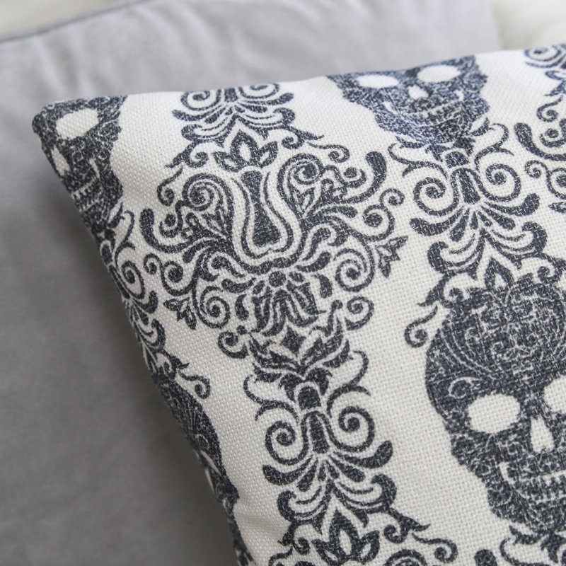 Coussin décoratif carré 50 x 50 cm (20 x 20 pouces) en polyester, motif crâne gothique baroque, pour canapé et chambre (paquet de 2).