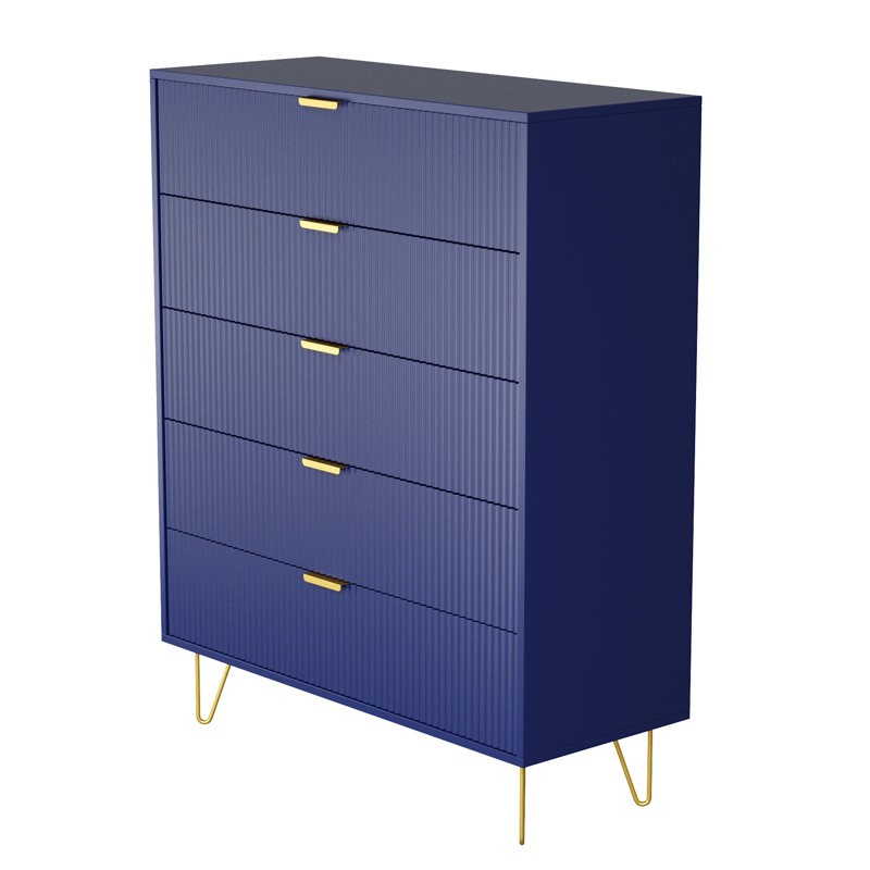 Solene, Large Chest, Lacquer Finish, Modern Look, Blue