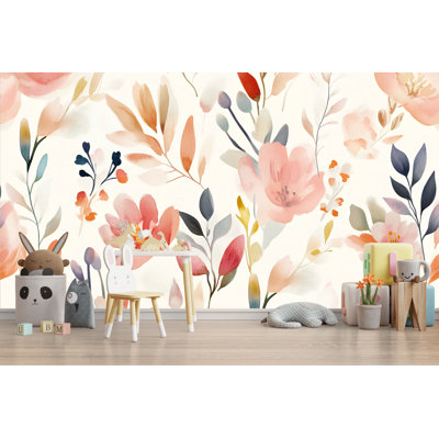 Papier peint botanique aquarelle Wildflower