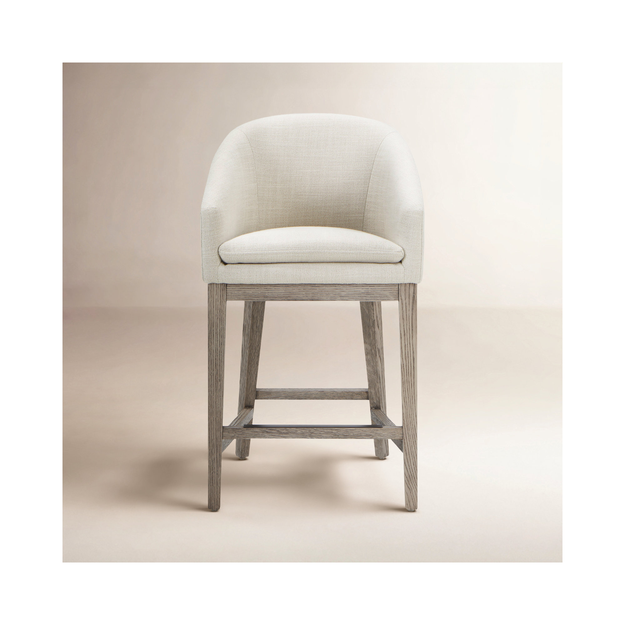 Bethea Counter Stool With Arms, Effie Linen Performance Linen