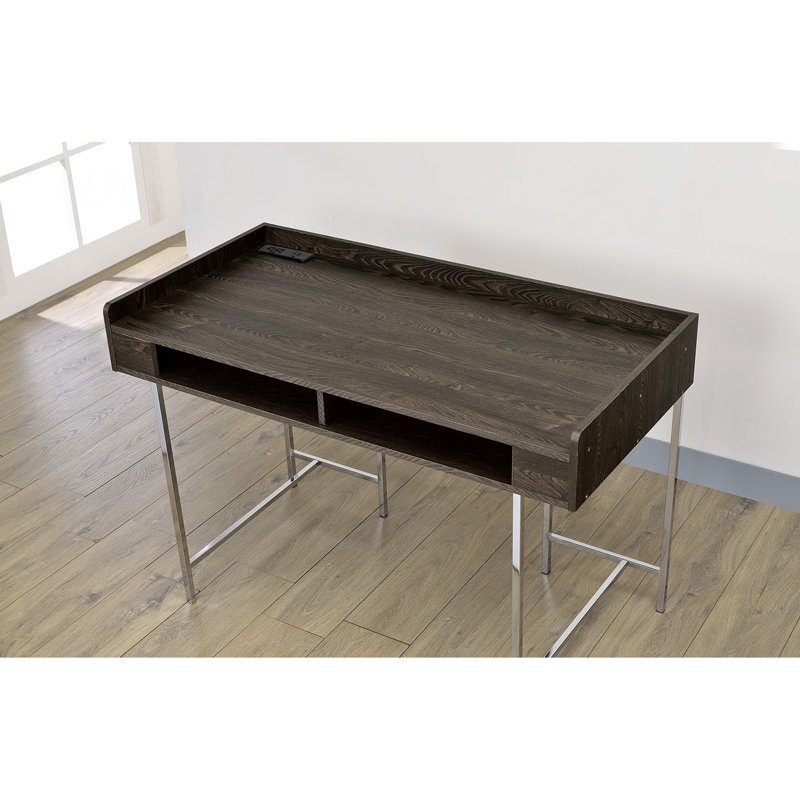 Bureau d'ordinateur moderne avec support USB avec tiroir et espace de rangement moderne en bois et acier