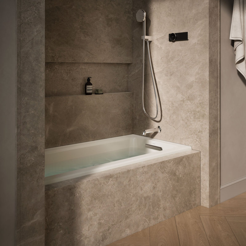 Archer 60" x 30" Drop-in Whirlpool Bathtub, Biscuit, Right