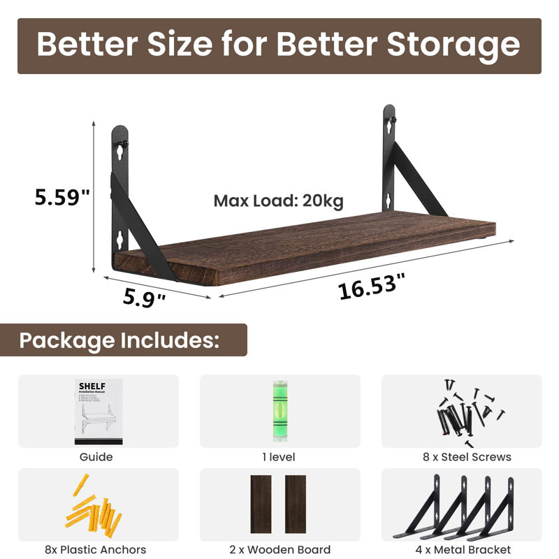 Breanna Bracket Shelf, Brown