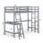 Diamonde Twin Loft Bed Frame W/desk Angled And Built-in Ladder Solid Wooden Frame Gray