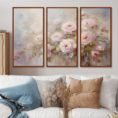 «Pink Roses Farmhouse Charm» - ensemble de décorations murales roses