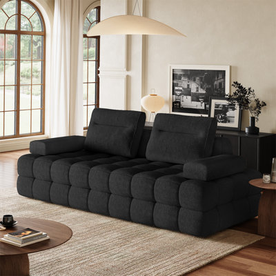88'' No Assembly Chenille Modular Sofa with Removable Pillows and Tufted Design