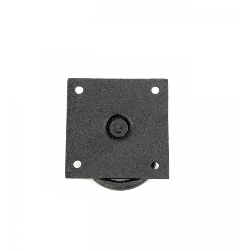 Black Wrought Iron Mission Style Ring Pull with Mounting Hardware