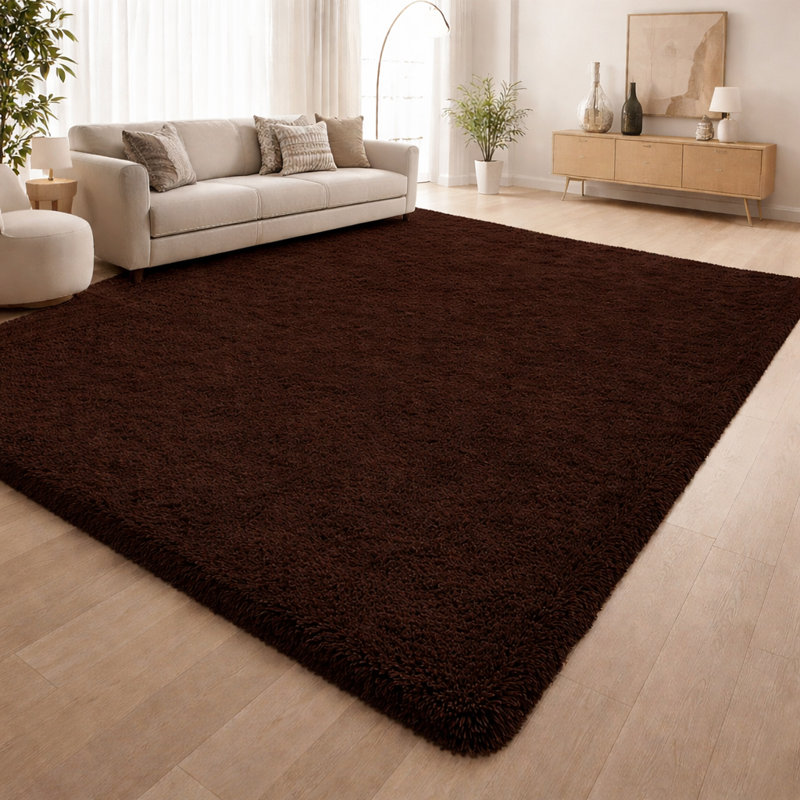 Solid Colour Machine Tufted Shag Area Rug, Rectangle 50cm Width X 80cm Length