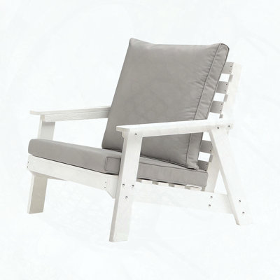 HIPS All-Weather Outdoor Single Sofa with Wood Grain Finish