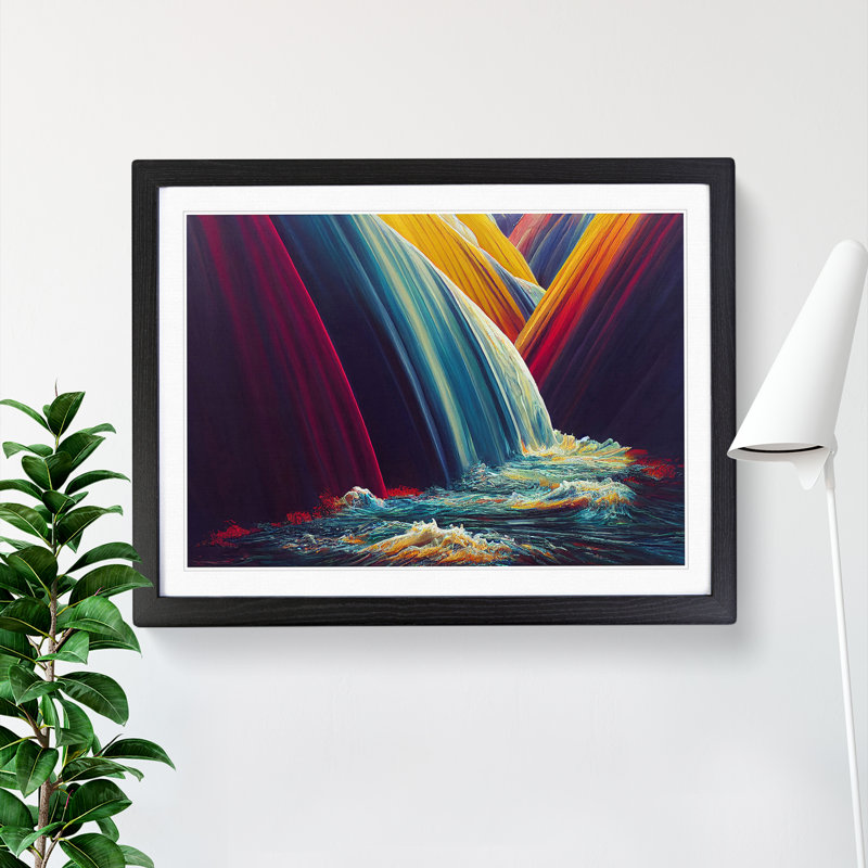 Waterfall Dreams - Single Picture Frame Print, Black, 46cm H x 64cm W