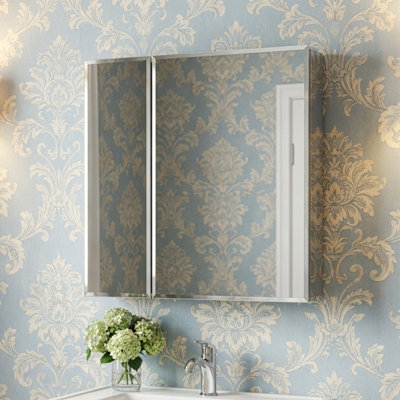 Cheshire 762mm W 660mm H Surface Frameless Medicine Cabinet Mirror 5 Adjustable