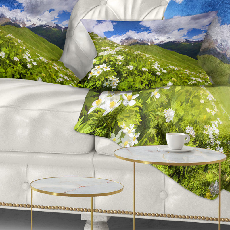 Coussin décoratif Fleurs de paysage dans les montagnes