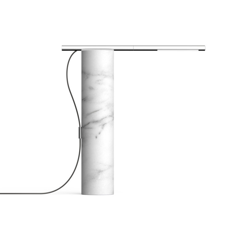 13" Table Lamp, White Carrara/Chrome