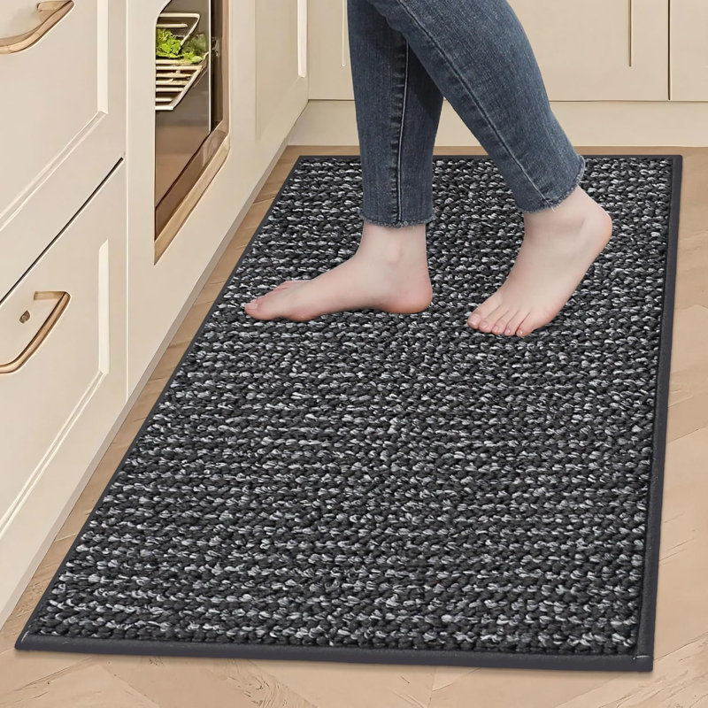 Tapis de cuisine super absorbants résistants aux taches 24 po x 36 po, Gris anthracite